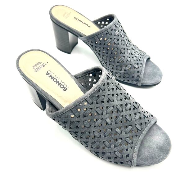 SONOMA Women's 9 M Vitalize Ortholite gray carreen sandals heels mules Open Toe - Picture 2 of 5